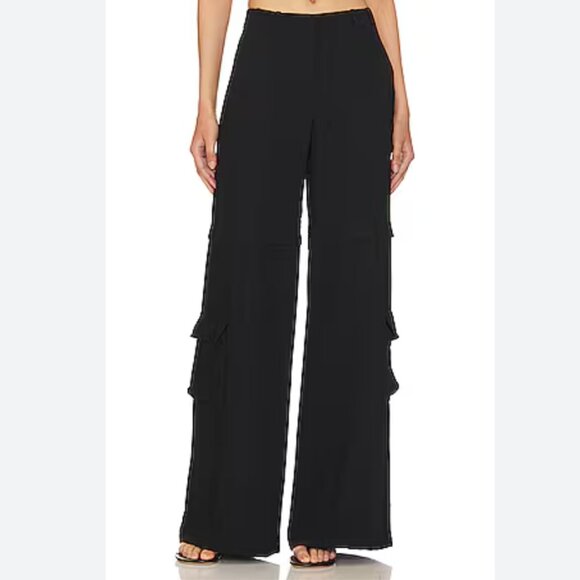 Amanda Uprichard Lucas Low Rise Cargo Pants in Black Sz M - Picture 1 of 7